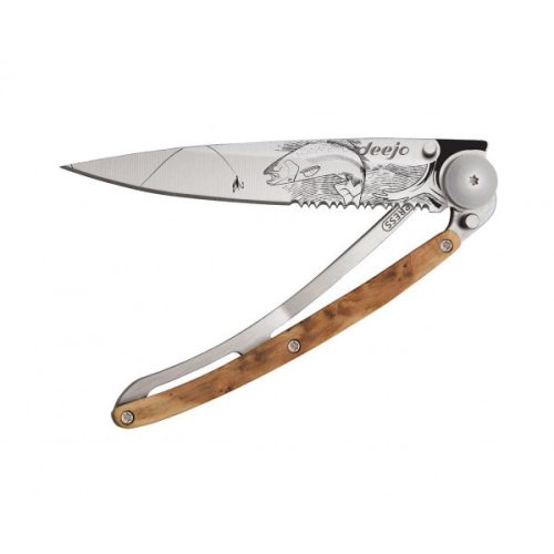 Deejo Titanium Juniper Wood Trout Knife 